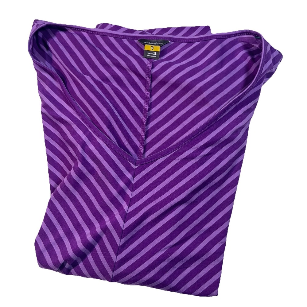 Eddie Bauer XL Sleeveless Travex Blouse Top Light Weight Cool‎ Striped Quick Dry